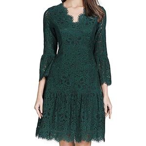 Green lace holiday cocktail dress